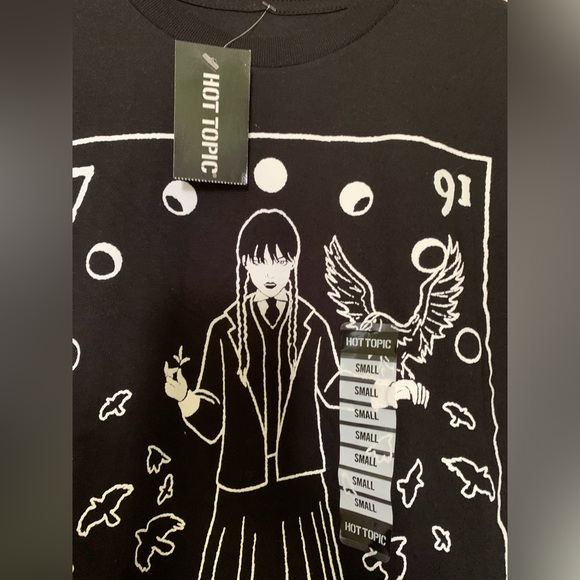 Hot Topic - Wednesday Adams Black Short Sleeve T-shirt W/ White Graphic - Small - Picture 5 of 10